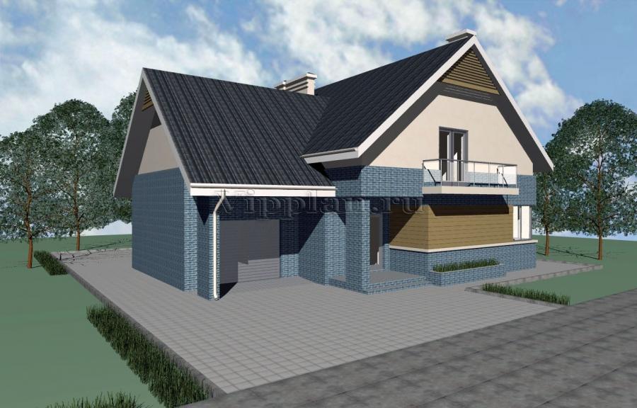 Проект одноэтажного дома с мансардой и гаражом