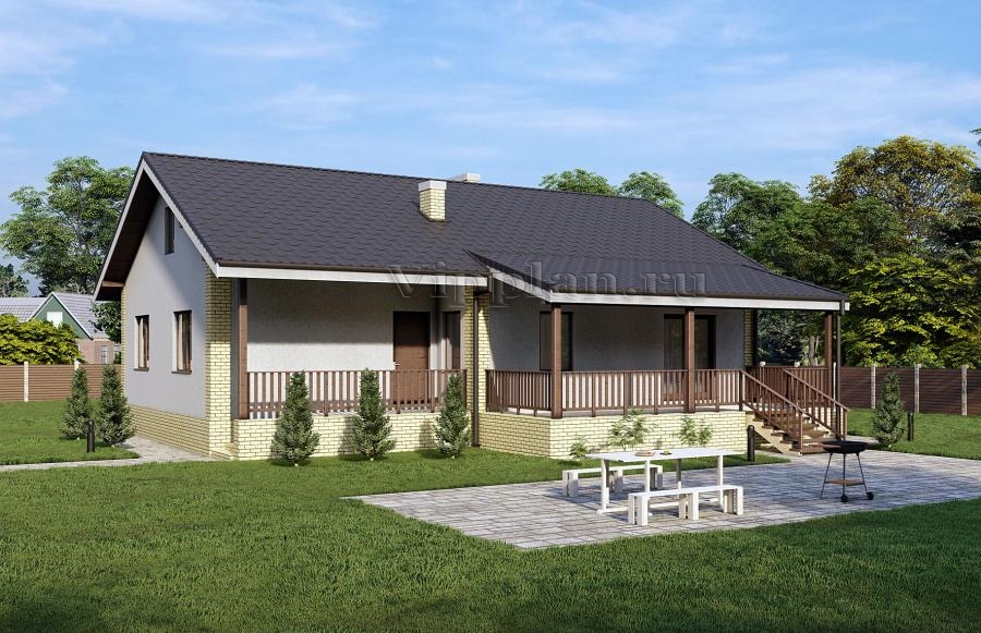 Проект одноэтажного дома с террасой