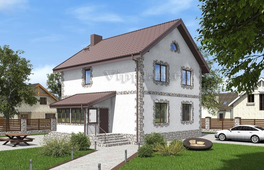 Двухэтажный жилой дом с верандой